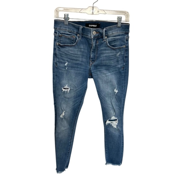 Express Women’s Denim Perfect Ankle Distressed Stretch Jeans Size 4 Short - Picture 1 of 6